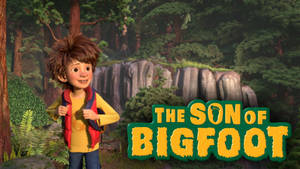 森林中的動畫男孩與「The Son of Bigfoot」標題