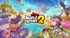 Maple Story 2 遊戲角色在色彩繽紛的奇幻戰鬥場景中