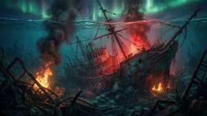 墜毀於墜機區的極光號飛船。 — Subnautica GIF 壁紙