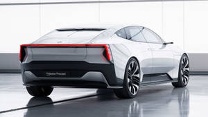 攝影棚中帶有紅色尾燈的白色Polestar Precept概念車 — 汽車 壁紙