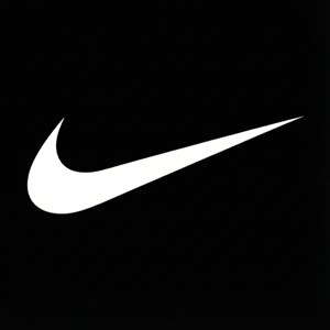 黑色背景上的白色Nike swoosh標誌