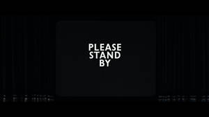一個黑色電視屏幕，白色文字寫著「PLEASE STAND BY」，並可見靜電噪聲。