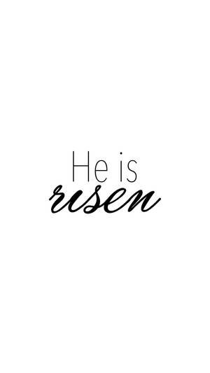 白色背景上寫有 He is risen 的黑色手寫文字