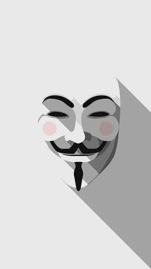 灰色背景上，帶有粉紅色臉頰和長陰影的蓋伊·福克斯面具。 — 鬼滅之刃面具 壁紙
