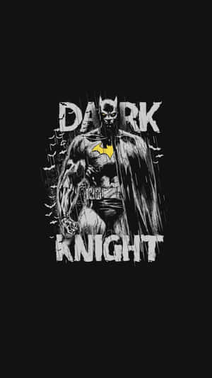 蝙蝠俠在雨中，蝙蝠在他周圍飛翔，下方有「Dark Knight」文字。 — Dc 漫畫 GIF 壁紙