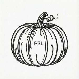 一個簡單的線條南瓜圖案，上面寫有PSL。