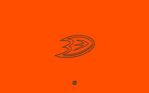 Anaheim Ducks NHL 標誌以黑色顯示在橙色背景上，附有細小 NHL 盾牌。