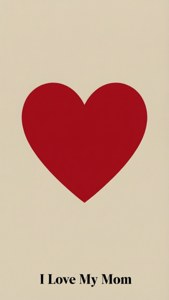 紅色心形圖案，帶有文字 I Love My Mom，在米色背景上。