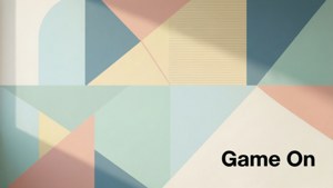 粉彩幾何圖案，帶有「Game On」字樣。