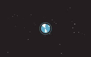 一個藍色地球圖示置於黑暗星空背景中央。