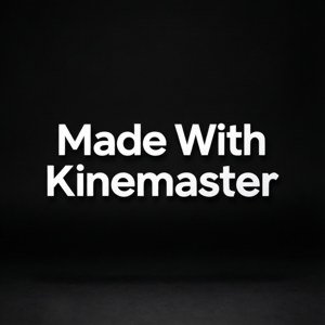 黑色背景上顯示Made With Kinemaster的白色文字。
