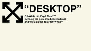 Off-White 標誌，帶有箭頭和品牌文字，位於米白色背景上。 — 簡約桌面壁紙