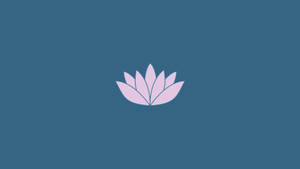 一個簡單的淺紫色蓮花圖示，放在青色背景上。
