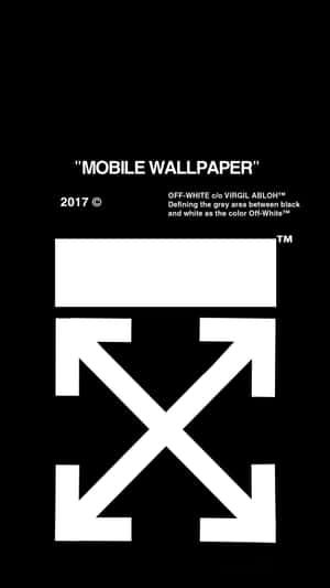 Off White 手機壁紙，黑色背景上有白色箭頭和文字。