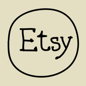 米色背景上圓圈內手寫風格的Etsy標誌。