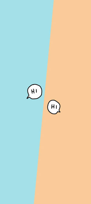 兩個對話氣泡，上面寫著「HI」，在藍色和桃色分割的背景上。