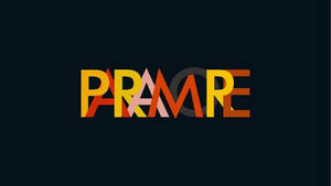 風格化彩色標誌文字PRAMPE，在深色背景上帶有重疊幾何形狀。