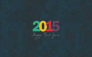 在深色幾何背景上以彩色字母顯示Happy New Year 2015。