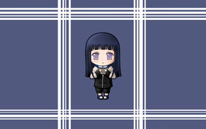 穿著校服的Q版動漫女孩在藍色格子背景上