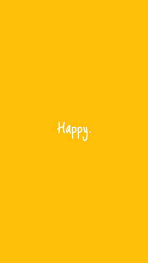 黃色背景，白色草書的「Happy」字樣。 — 黃色 壁紙