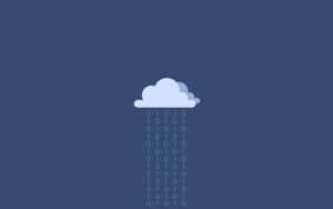 雲端圖示在藍色背景上滴落二進位代碼
