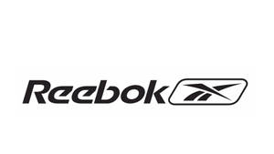 白色背景上的黑色Reebok品牌標誌