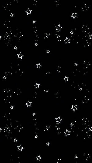 黑色背景，帶有白色星星和點點，形成宇宙圖案。 — 星星 壁紙