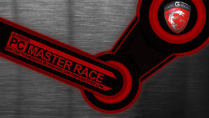 Steam 標誌，帶有 PC Master Race 口號和 MSI Gaming G Series 徽章，背景為金屬。