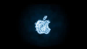 深色背景上發光藍色粒子Apple標誌