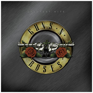 Guns N Roses 樂隊標誌，帶有左輪手槍和玫瑰，金屬質感。