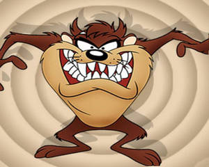 憤怒的卡通塔斯曼尼亞惡魔，尖銳牙齒和狂野毛髮。
