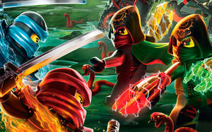 LEGO Ninjago忍者們在充滿蛇的沼澤中以元素力量戰鬥。 — 動漫打鬥 壁紙