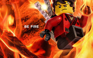 被火焰包圍的LEGO忍者戰士，帶有「BE FIRE」文字。 — 火龍 壁紙