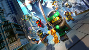 LEGO Ninjago 忍者在城市中用劍和武器戰鬥。 — 卡通 壁紙