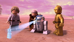 沙漠星球上日落時的樂高星球大戰角色