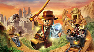 LEGO Indiana Jones 在火車和電單車的沙漠追逐中手持發光法杖和頭骨神器。