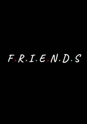 黑色背景上帶有彩色圓點的 Friends 電視節目標誌 — IQOO Pad5c 壁紙