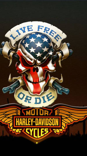 帶有骷髏頭和美國國旗顏色的Harley-Davidson標誌