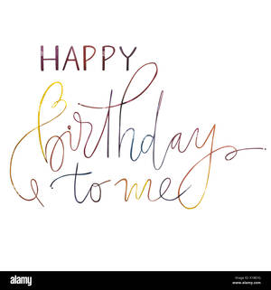 白色背景上彩色草書寫成的Happy Birthday to me
