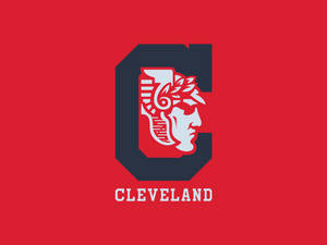 Cleveland標誌，紅色背景上帶有海軍藍和白色的古典側面輪廓 — 蝙蝠俠標誌 壁紙