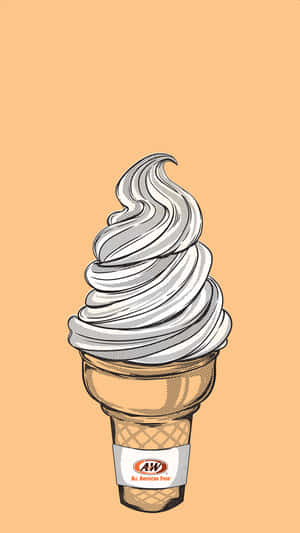 A&W軟雪糕筒插圖，桃色背景 — 美食 壁紙