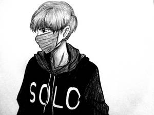 戴著口罩和印有solo字樣連帽衫的年輕人 — 美學男孩 壁紙