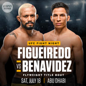 兩位男性MMA拳手在UFC格鬥之夜海報中對峙。