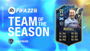 Russell的FIFA 22 Team of the Season球員卡，附有統計數據和蘇格蘭國旗。 — 足球 壁紙