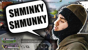 戴著巴拉克拉法帽的遊戲玩家在遊戲中以對話氣泡說出 shminky shmunky。