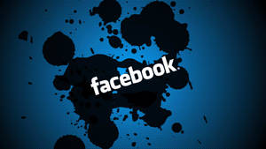 Facebook 標誌，帶有黑色墨水飛濺，藍色紋理背景