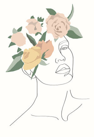 女性臉龐戴著極簡線條藝術風格的花冠。
