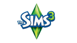 帶有綠色寶石和藍色文字的 The Sims 3 遊戲標誌。 — 電腦 GIF 壁紙