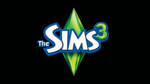 The Sims 3 遊戲標誌，帶有綠色鑽石和藍色文字，背景為黑色。 — 電腦 GIF 壁紙