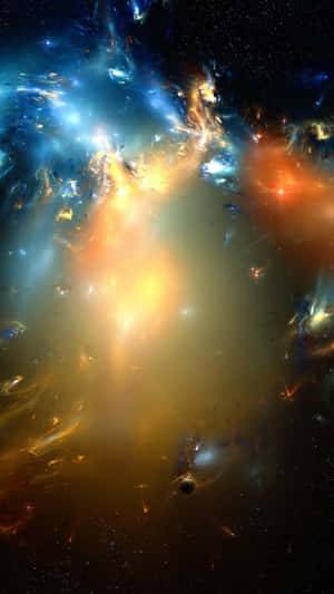 一個色彩繽紛的星雲，在深空中帶有發光的氣體和星星。
